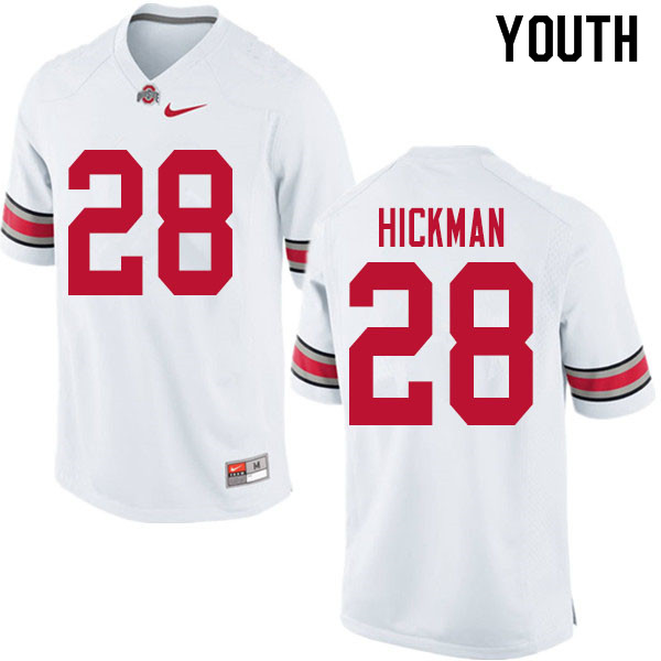 Youth #28 Ronnie Hickman Ohio State Buckeyes College Football Jerseys Sale-White